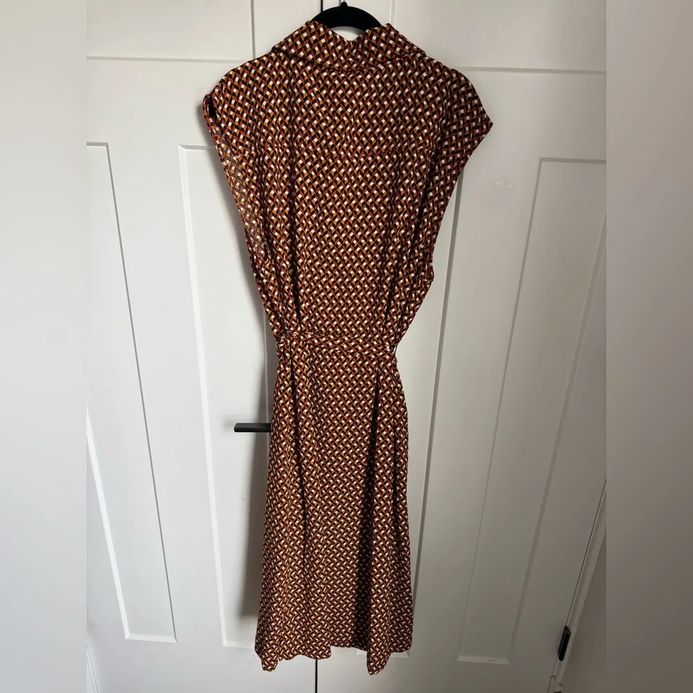 Michael Kors Brown Printed Midi Dress
